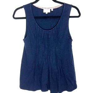 Anthropologie Deletta Sleeveless Pleat  Top Blue Navy Size XSmall